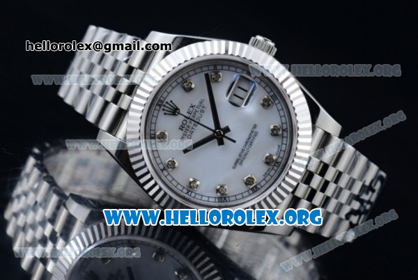 Rolex Datejust II Swiss ETA 2836 Automatic Steel Case with White Dial Diamonds Markers and Stainless Steel Bracelet (BP) - Click Image to Close