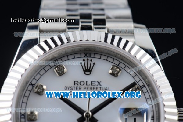 Rolex Datejust II Swiss ETA 2836 Automatic Steel Case with White Dial Diamonds Markers and Stainless Steel Bracelet (BP) - Click Image to Close