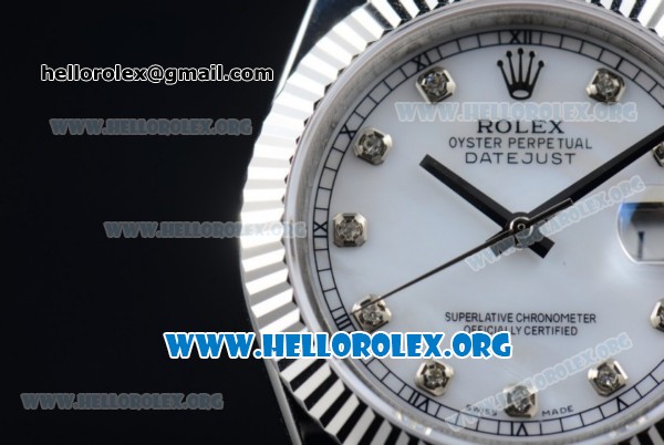 Rolex Datejust II Swiss ETA 2836 Automatic Steel Case with White Dial Diamonds Markers and Stainless Steel Bracelet (BP) - Click Image to Close