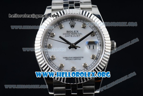 Rolex Datejust II Swiss ETA 2836 Automatic Steel Case with White Dial Diamonds Markers and Stainless Steel Bracelet (BP) - Click Image to Close
