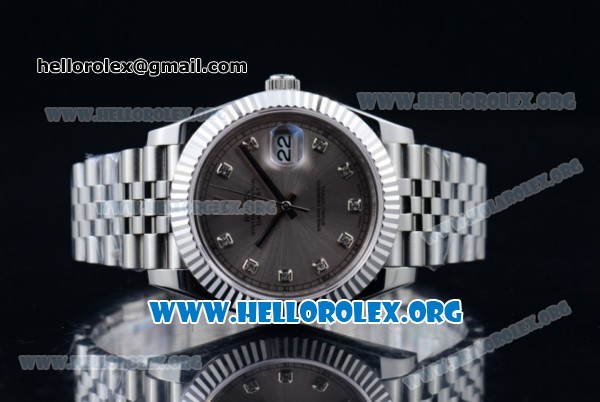 Rolex Datejust II Swiss ETA 2836 Automatic Steel Case with Grey Dial Diamonds Markers and Stainless Steel Bracelet (BP) - Click Image to Close