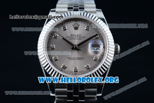 Rolex Datejust II Swiss ETA 2836 Automatic Steel Case with Grey Dial Diamonds Markers and Stainless Steel Bracelet (BP) - Click Image to Close