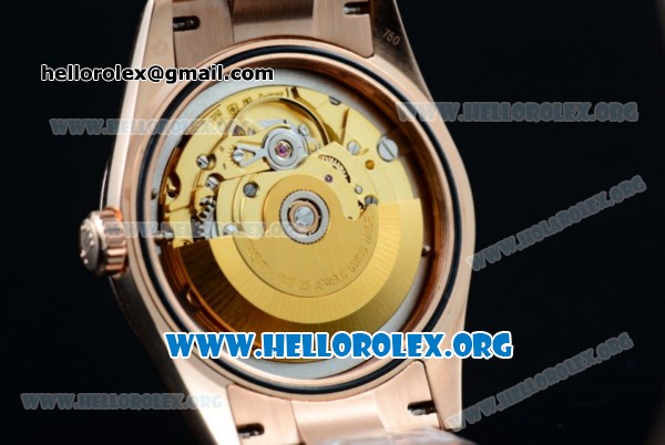 Rolex Day-Date Swiss ETA 2836 Automatic Rose Gold Case with Brown Dial Stick Markers and Rose Gold Bracelet (BP) - Click Image to Close