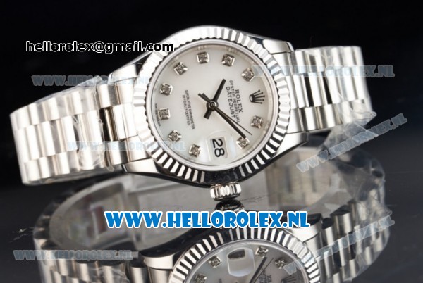 Rolex Datejust Swiss ETA 2671 Automatic Steel Case with White Dial Diamonds Markers and Steel Bracelet (BP) - Click Image to Close