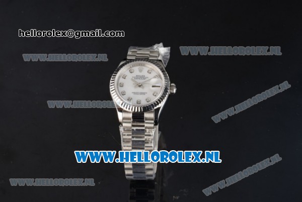 Rolex Datejust Swiss ETA 2671 Automatic Steel Case with White Dial Diamonds Markers and Steel Bracelet (BP) - Click Image to Close
