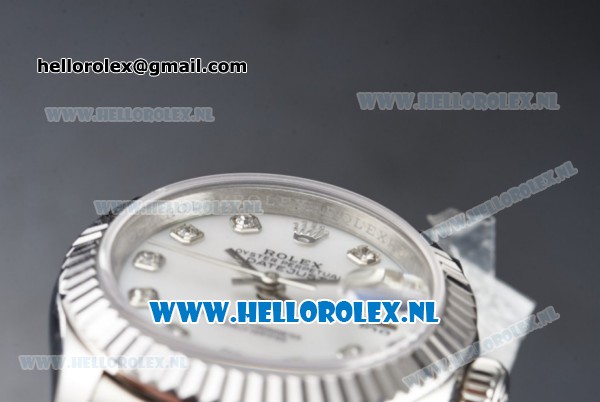 Rolex Datejust Swiss ETA 2671 Automatic Steel Case with White Dial Diamonds Markers and Steel Bracelet (BP) - Click Image to Close