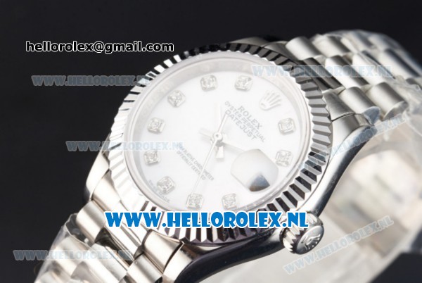 Rolex Datejust Swiss ETA 2671 Automatic Steel Case with White Dial Diamonds Markers and Steel Bracelet (BP) - Click Image to Close