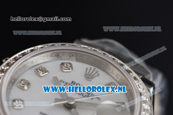 Rolex Datejust Swiss ETA 2671 Automatic Steel Case with White Dial Diamonds Markers Diamonds Bezel and Steel Bracelet (BP) - Click Image to Close