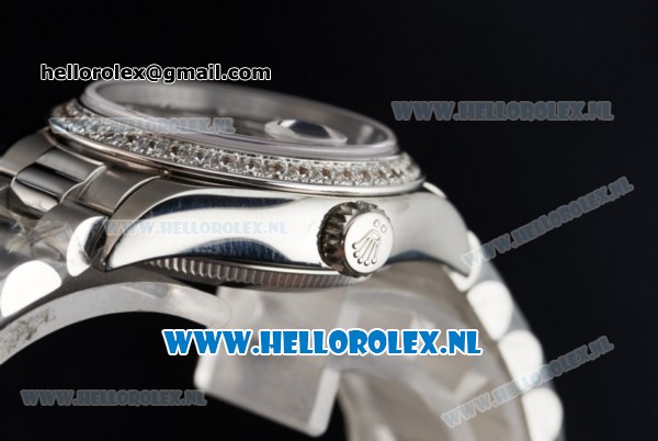 Rolex Datejust Swiss ETA 2671 Automatic Steel Case with White Dial Diamonds Markers Diamonds Bezel and Steel Bracelet (BP) - Click Image to Close