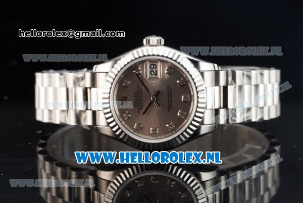 Rolex Datejust Swiss ETA 2671 Automatic Steel Case with Grey Dial Diamonds Markers and Steel Bracelet (BP) - Click Image to Close