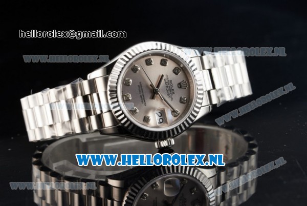 Rolex Datejust Swiss ETA 2671 Automatic Steel Case with Grey Dial Diamonds Markers and Steel Bracelet (BP) - Click Image to Close