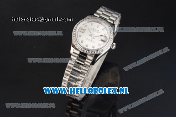 Rolex Datejust Swiss ETA 2671 Automatic Steel Case with Silver Dial Diamonds Markers Diamonds Bezel and Steel Bracelet (BP) - Click Image to Close