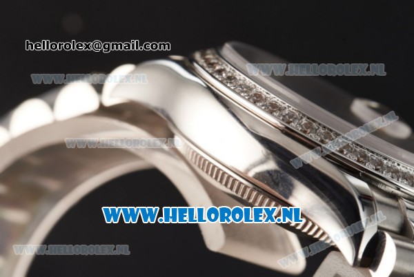 Rolex Datejust Swiss ETA 2671 Automatic Steel Case with Silver Dial Diamonds Markers Diamonds Bezel and Steel Bracelet (BP) - Click Image to Close