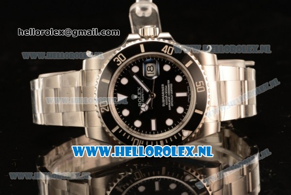 Rolex Submariner Swiss ETA 2836 Automatic Steel Case Black Dial Dots Markers and Steel Bracelet - Click Image to Close