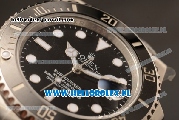 Rolex Submariner Swiss ETA 2836 Automatic Steel Case Black Dial Dots Markers and Steel Bracelet - Click Image to Close