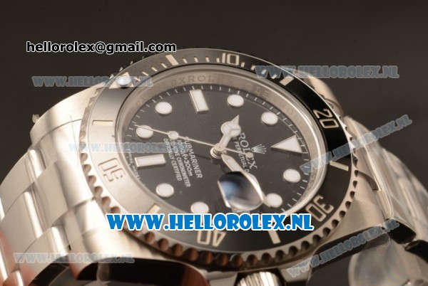 Rolex Submariner Swiss ETA 2836 Automatic Steel Case Black Dial Dots Markers and Steel Bracelet - Click Image to Close