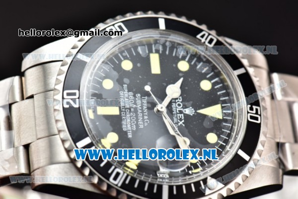 Rolex Submariner Vintage Tiffany & Co Asia 2813 Automatic Steel Case with Black Dial Yellow Dots Markers and Steel Bracelet - Click Image to Close