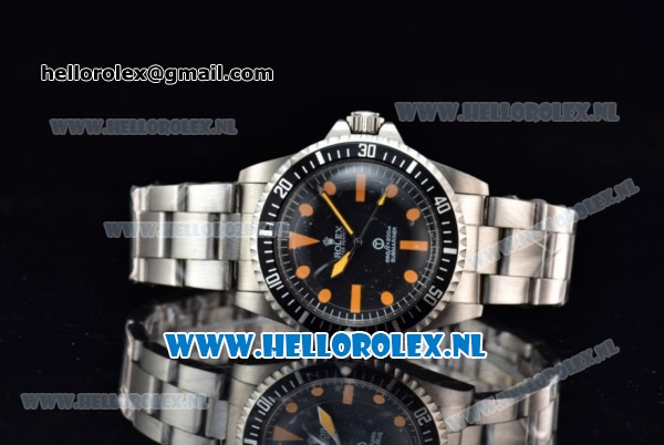 Rolex Submariner Vintage Asia 2813 Automatic Steel Case with Black Dial Orange Dots Markers and Steel Bracelet - Click Image to Close