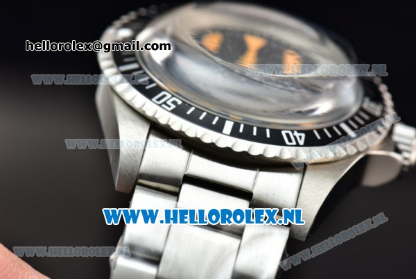Rolex Submariner Vintage Asia 2813 Automatic Steel Case with Black Dial Orange Dots Markers and Steel Bracelet - Click Image to Close