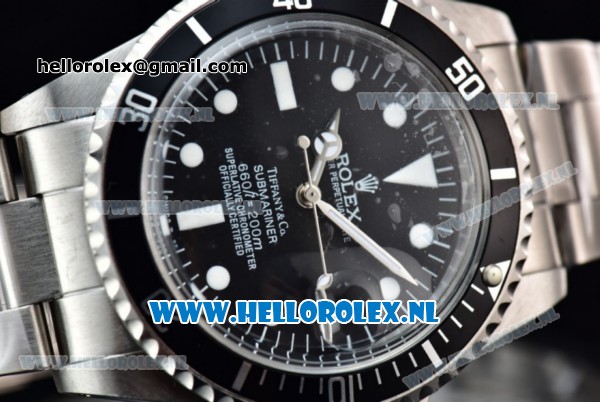 Rolex Submariner Vintage Tiffany & Co Asia 2813 Automatic Steel Case with Black Dial White Dots Markers and Steel Bracelet - Click Image to Close