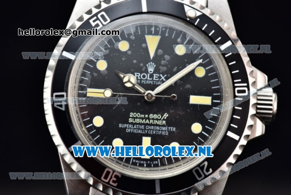 Rolex Submariner Vintage Asia 2813 Automatic Steel Case with Black Dial Yellow Dots Markers and Steel Bracelet - Click Image to Close