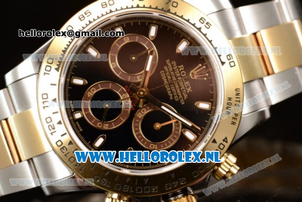 Rolex Cosmograph Daytona 4130 Automatic Yellow Gold Case with Black Dial Stick Markers and Two Tone Bracelet (BP) - Click Image to Close