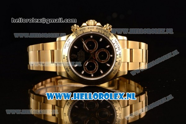 Rolex Cosmograph Daytona Chronograph 4130 Automatic Yellow Gold Case with Black Dial Stick Markers and Yellow Gold Bracelet (BP) - Click Image to Close