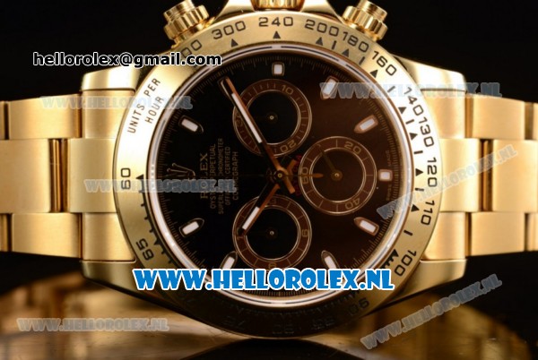 Rolex Cosmograph Daytona Chronograph 4130 Automatic Yellow Gold Case with Black Dial Stick Markers and Yellow Gold Bracelet (BP) - Click Image to Close