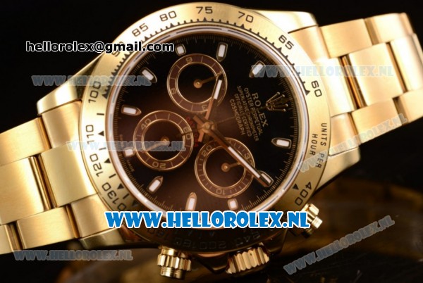 Rolex Cosmograph Daytona Chronograph 4130 Automatic Yellow Gold Case with Black Dial Stick Markers and Yellow Gold Bracelet (BP) - Click Image to Close