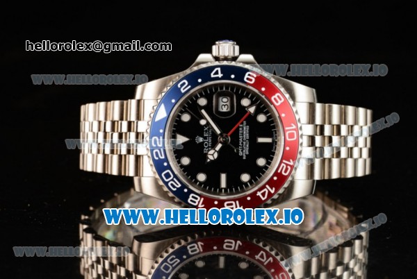 Rolex GTM-Master II 2836 Automatic Steel Case with Black Dial Dots Markers and Steel Bracelet - Click Image to Close