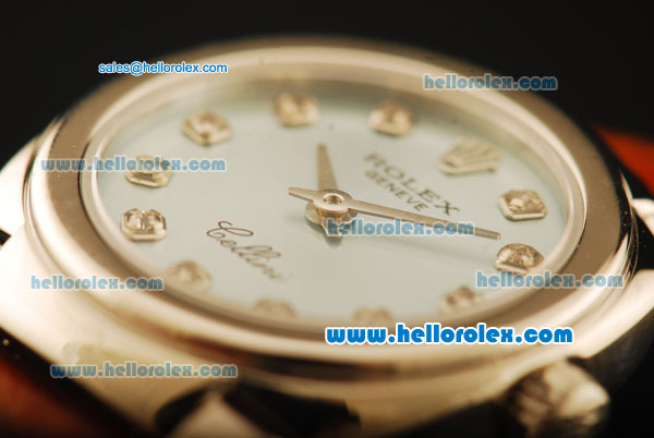 Rolex Cellini Swiss Quartz Steel Case with Cyan Dial and Diamond Markers-Lady Size - Click Image to Close