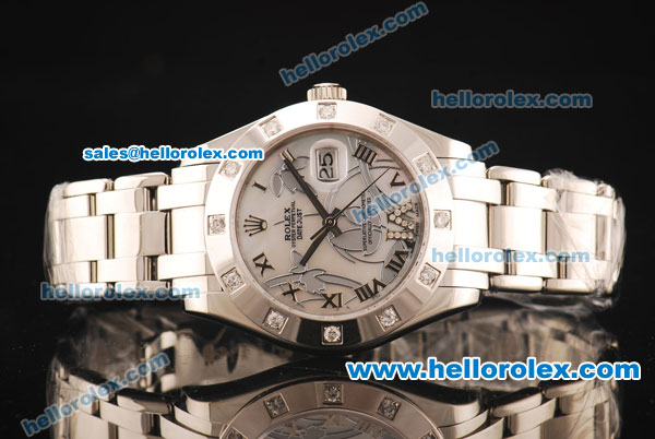 Rolex Datejust Asia 2813 Automatic Full Steel with Diamond Bezel and White MOP Dial - Click Image to Close