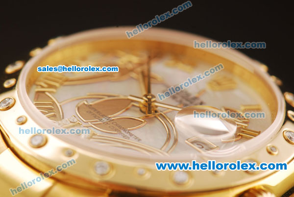 Rolex Datejust Swiss ETA 2836 Automatic Full Yellow Gold with Diamonds Bezel and White MOP Dial - Click Image to Close