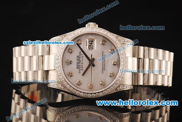 Rolex Datejust Automatic with Diamond Bezle,White MOP Dial and Diamond Marking - Click Image to Close