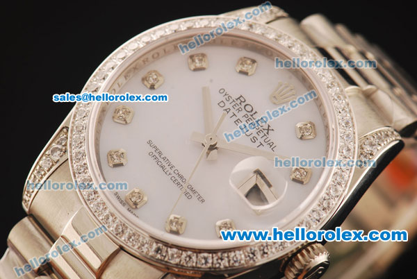 Rolex Datejust Automatic with Diamond Bezle,White MOP Dial and Diamond Marking - Click Image to Close