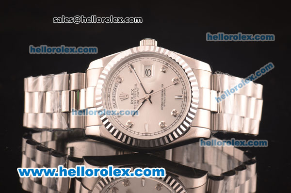 Rolex Day-Date Automatic Full Silver with Grey Dial - Click Image to Close