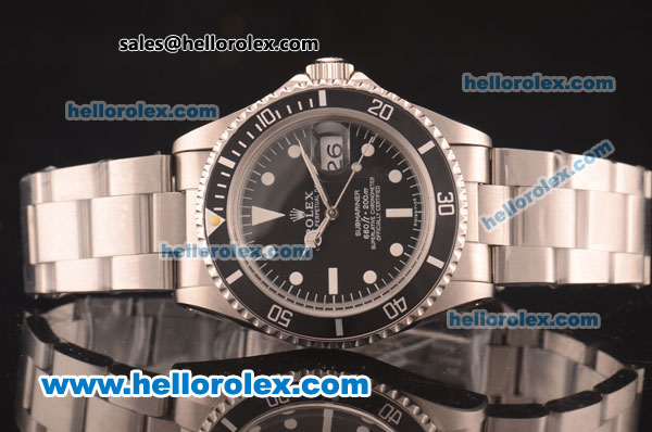 Rolex Submariner Oyster Perpetual Asia 2813 Automatic Full Steel with Black Dial and White Markers - Click Image to Close