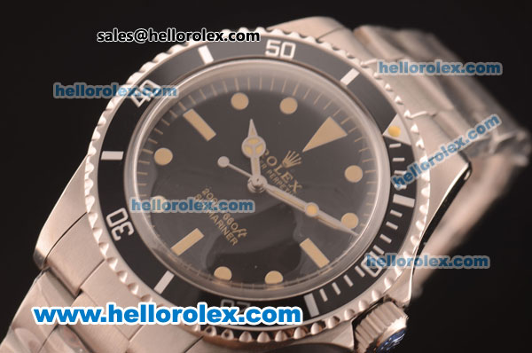 Rolex Submariner Oyster Perpetual Swiss ETA 2836 Automatic Full Steel with Black Dial and Beige Markers - Click Image to Close