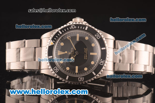 Rolex Submariner Oyster Perpetual Asia 2813 Automatic Full Steel with Black Dial and Beige Markers - Click Image to Close