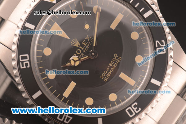 Rolex Submariner Oyster Perpetual Asia 2813 Automatic Full Steel with Black Dial and Beige Markers - Click Image to Close