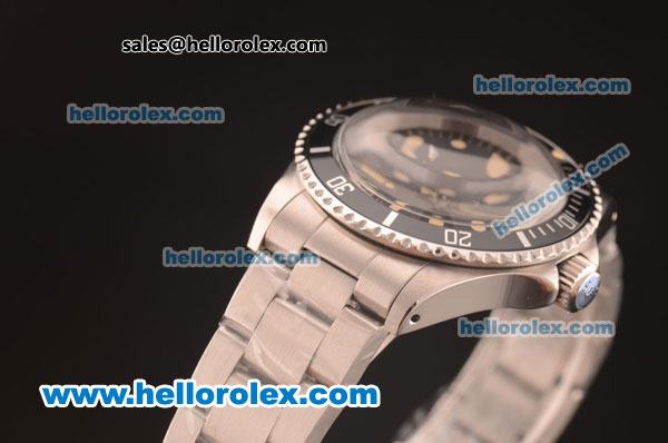 Rolex Submariner Oyster Perpetual Asia 2813 Automatic Full Steel with Black Dial and Beige Markers - Click Image to Close