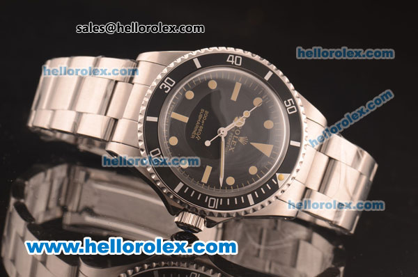 Rolex Submariner Oyster Perpetual Asia 2813 Automatic Full Steel with Black Dial and Beige Markers - Click Image to Close