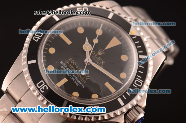 Rolex Submariner Oyster Perpetual Swiss ETA 2836 Automatic Full Steel with Black Dial and Yellow Markers - Click Image to Close