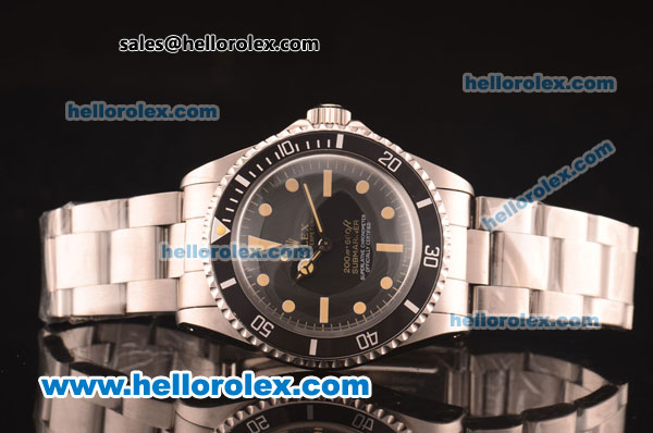 Rolex Submariner Oyster Perpetual Asia 2813 Automatic Full Steel with Black Dial and Yellow Markers - Click Image to Close