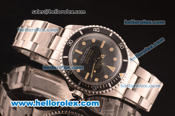 Rolex Submariner Oyster Perpetual Asia 2813 Automatic Full Steel with Black Dial and Yellow Markers - Click Image to Close