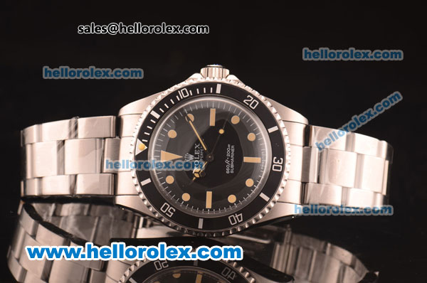 Rolex Oyster Perpetual Submariner Swiss ETA 2836 Automatic Full Steel with Black Bezel and Yellow Markers - Click Image to Close