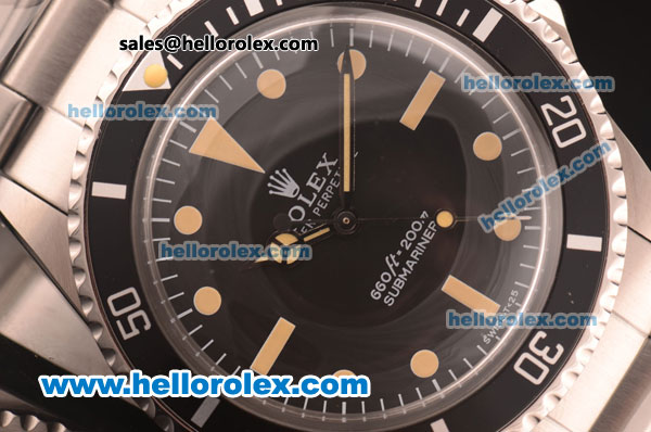Rolex Oyster Perpetual Submariner Swiss ETA 2836 Automatic Full Steel with Black Bezel and Yellow Markers - Click Image to Close