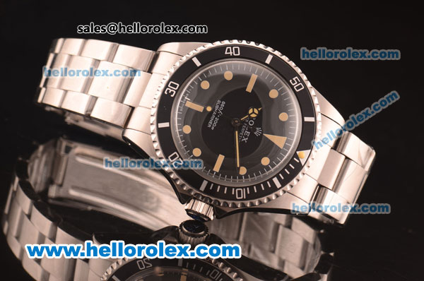 Rolex Oyster Perpetual Submariner Swiss ETA 2836 Automatic Full Steel with Black Bezel and Yellow Markers - Click Image to Close