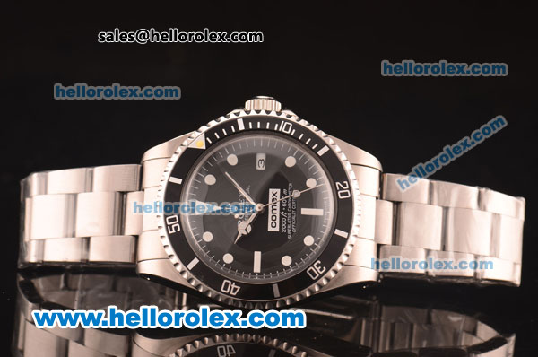 Rolex Submariner Oyster Perpetual Comenx Swiss ETA 2836 Automatic Full Steel with Black Dial and White Markers - Click Image to Close