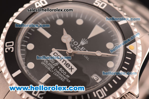 Rolex Submariner Oyster Perpetual Comenx Swiss ETA 2836 Automatic Full Steel with Black Dial and White Markers - Click Image to Close